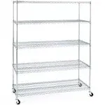 EcoStorage Chrome 5-Tier Rolling Steel Wire Shelving Unit (48 in. W x 77 in. H x 24 in. D)