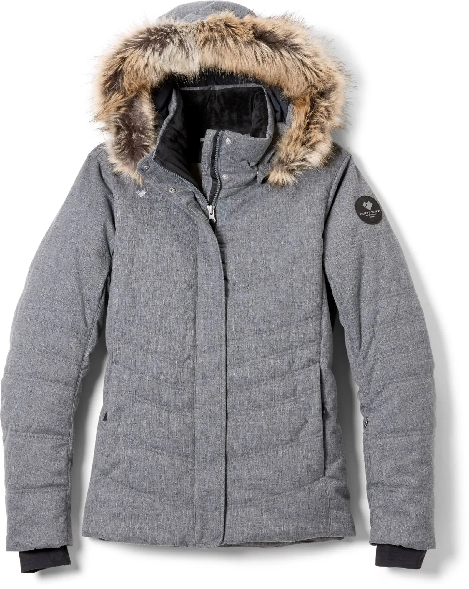 Obermeyer Women’s Tuscany II Insulated Faux Fur Hooded Full Zip Jacket Charcoal