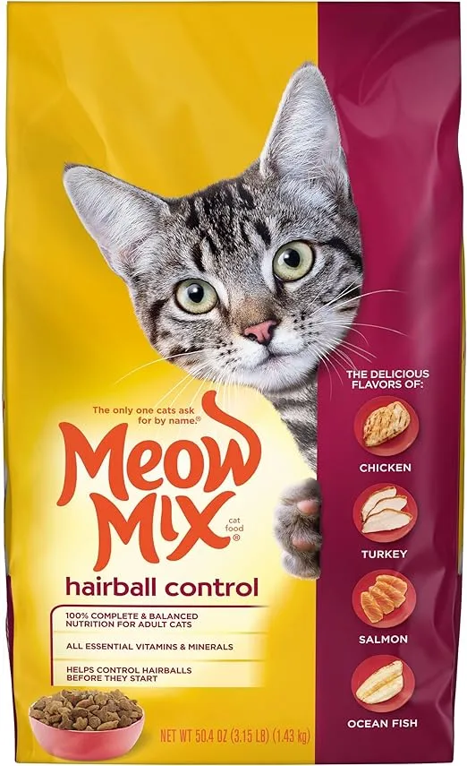 Hairball Control Dry Cat Food, 3.15 Pound Bag (Pack of 4)