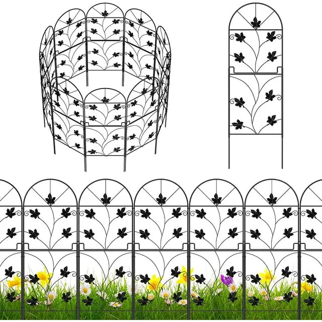 MOOACE Decorative Garden Fence 15 Pack, 38in (H) x 16ft (L) RustProof Metal Landscape No Dig Fence, Wire Border Patio Bed Fencing, Ground Stake Animal Barrier for Rabbit Dog, Yard Outdoor Decor