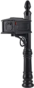 Architectural Mailboxes Stratford Medium Capacity, Plastic, All-in-One Mailbox and Post Kit, Black