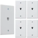 Adamax Surface Phone Jack Wall Plate, White, Package Of 5