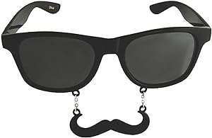 Sun-Staches Black Handlebar Mustache Sunglasses | Costume Accessory or Party Favor | UV400 | One Size Fits Most