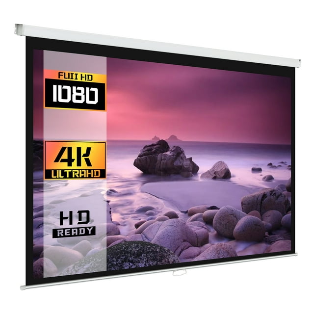 120 in. Manual Projection Screen with White Frame