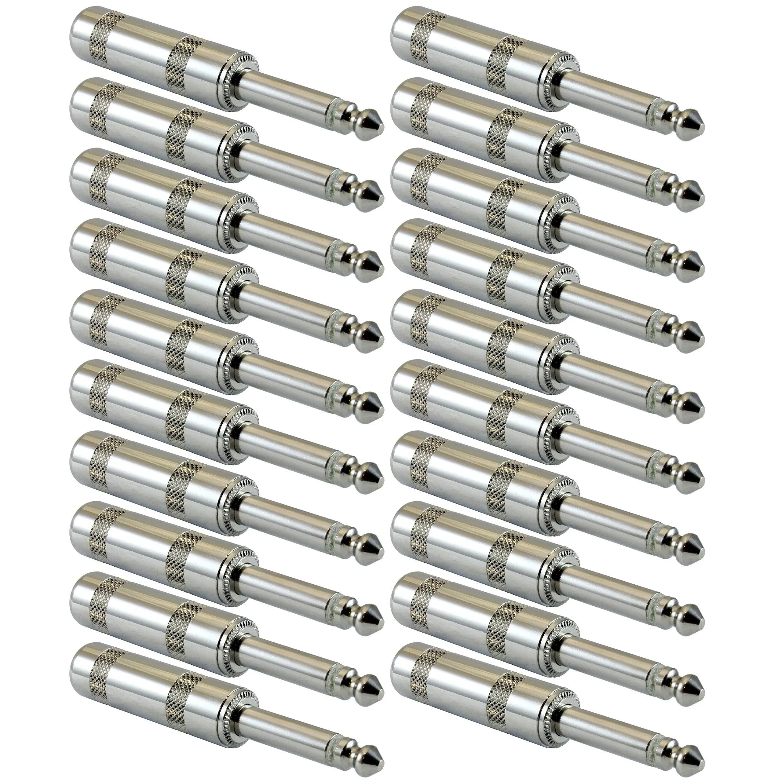 Professional 1/4&#034; Mono TS Plugs - Full Metal Construction - 20 Pack