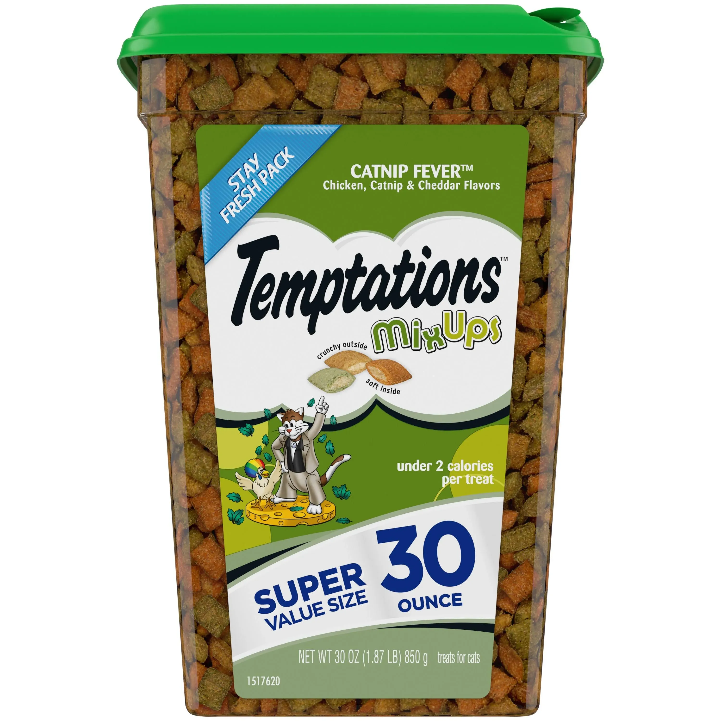 Temptations MixUps Catnip Fever Flavor Crunchy and Soft Cat Treats, 30 oz.