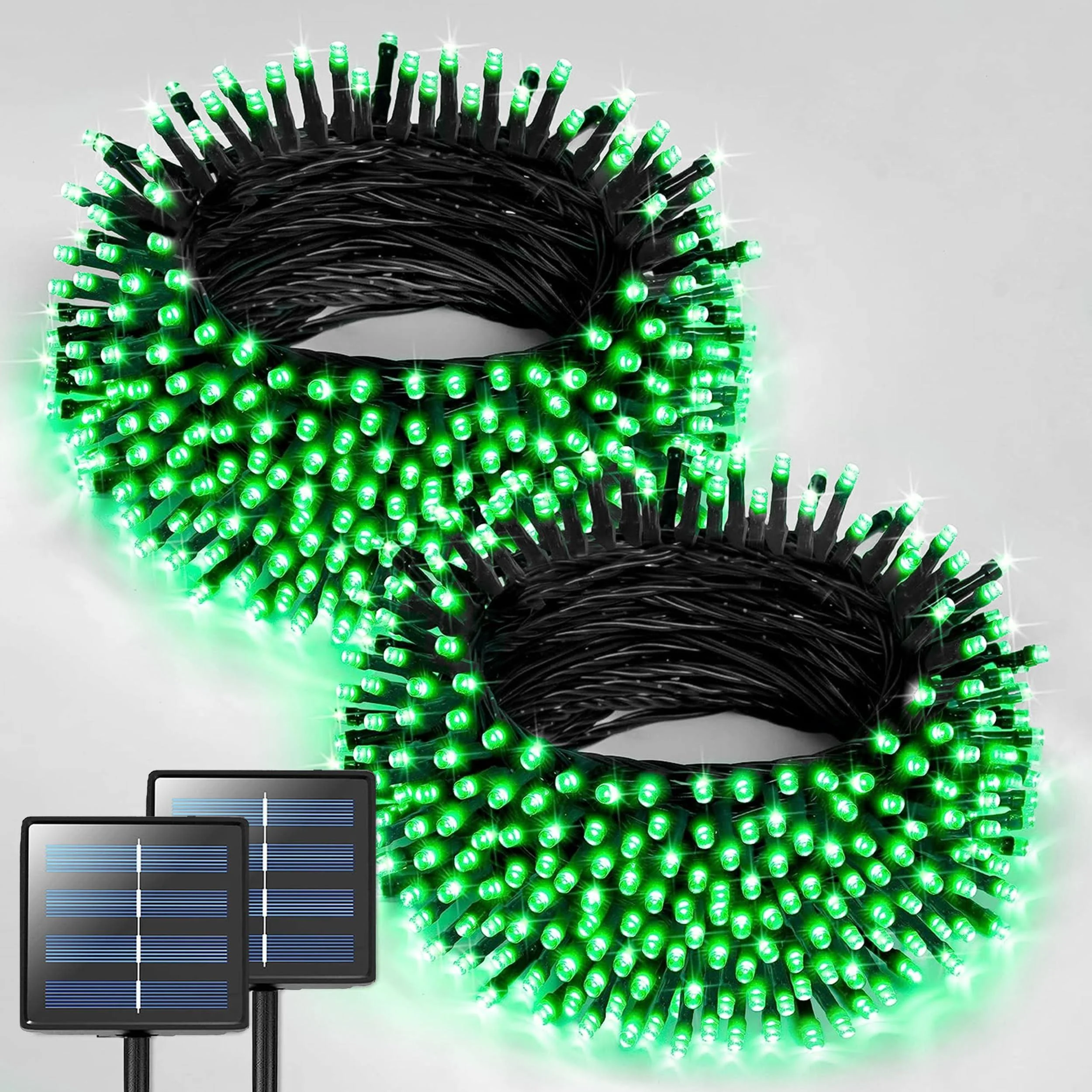 JMEXSUSS 2 Pack Green Solar Christmas Lights, Total 400 LED 151FT Green Solar Lights Outdoor Waterproof, 8 Modes Green Christmas Lights for Patio Yard Garden Tree Halloween Christmas Decorations