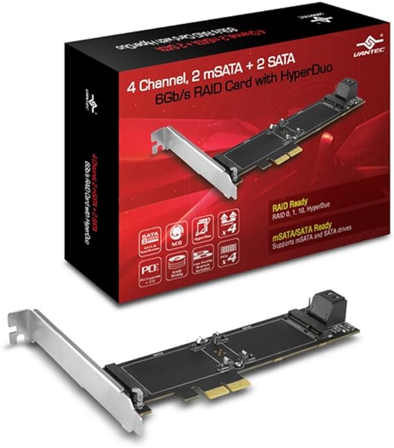 Vantec UGT-MST644R 4 Channel, 2 mSATA+2 SATA 6Gb/s PCIe RAID Card with HyperDuo