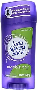 Lady Speed Stick Invisible Dry Antiperspirant Deodorant, Powder Fresh - 2.3 ounce (6 Pack)