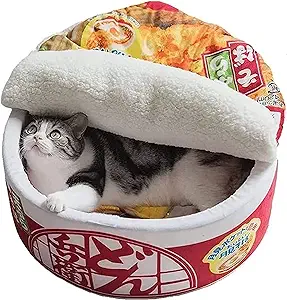 寵幸 Ramen Noodle Dog & Cat Bed,Keep Warm and Super Soft Creative Pet Nest for Indoor Cats,Removable Washable Cushion for Small Medium Large Dogs and Cats