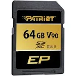 Patriot V90 SDXC UHS-II U3 Class 10 SD Card 64GB