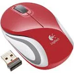 Logitech Wireless Mini Mouse M187 Ultra Portable, 1000 DPI Optical Tracking, 3-Buttons, PC/Mac/Laptop - Red