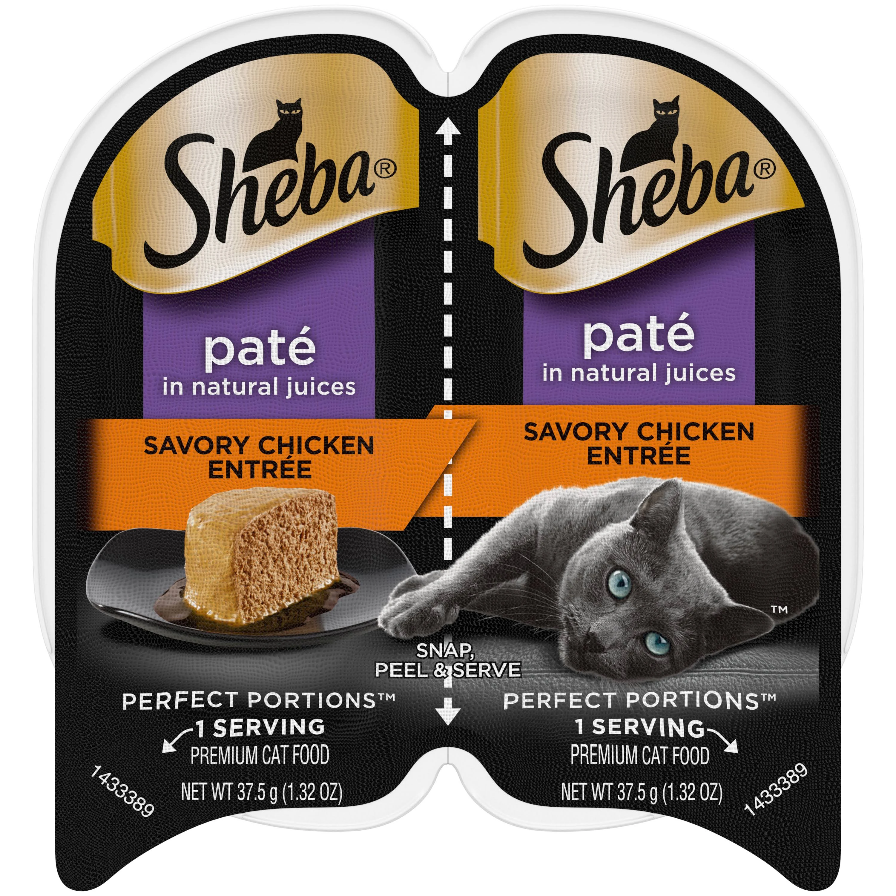 SHEBA PERFECT PORTIONS Paté Adult Wet Cat Food Trays (24 Count, 48 Servings), Savory Chicken Entrée, Easy Peel Twin-Pack Trays