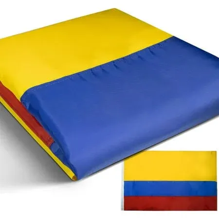 Anley EverStrong Series Colombia Flag 3x5 Foot Heavy Duty Nylon - Embroidered and Sewn Stripes - 4 Rows of Lock Stitching - Colombian National Banner Flags with Brass Grommets 3 X 5 Ft