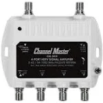 Channel Master Ultra Mini 4 TV Antenna Amplifier, TV Antenna Signal Booster with 4 Outputs for Connecting Antenna or Cable TV to Multiple Televisions (CM-3414),White