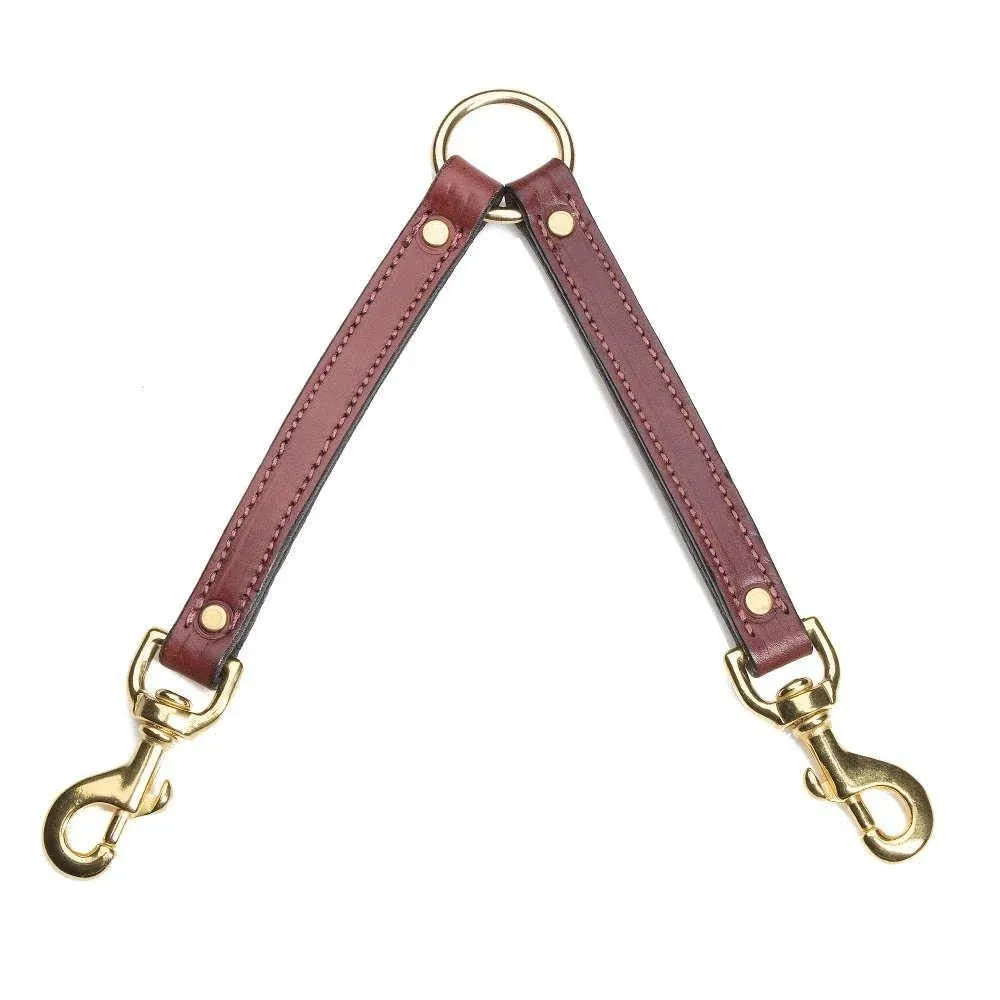 Mendota Pet Leather Two Dog Coupler - Dog Lead - Made in The USA - Chestnut, 3/4 in x 13 in