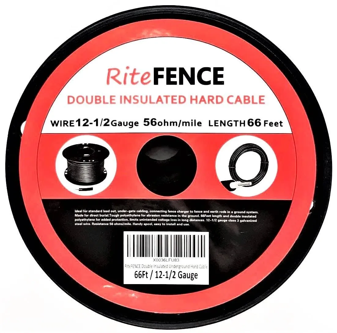 Electric Fence Double Insulated Underground Hard Cable (66Ft, 12-1/2Gauge)