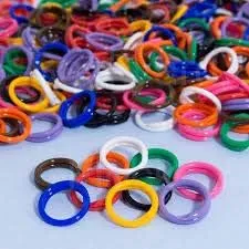 100 Pack Spiral Chicken Poultry Leg Bands Rings - #11 11/16&#034; size - Mixed Colors