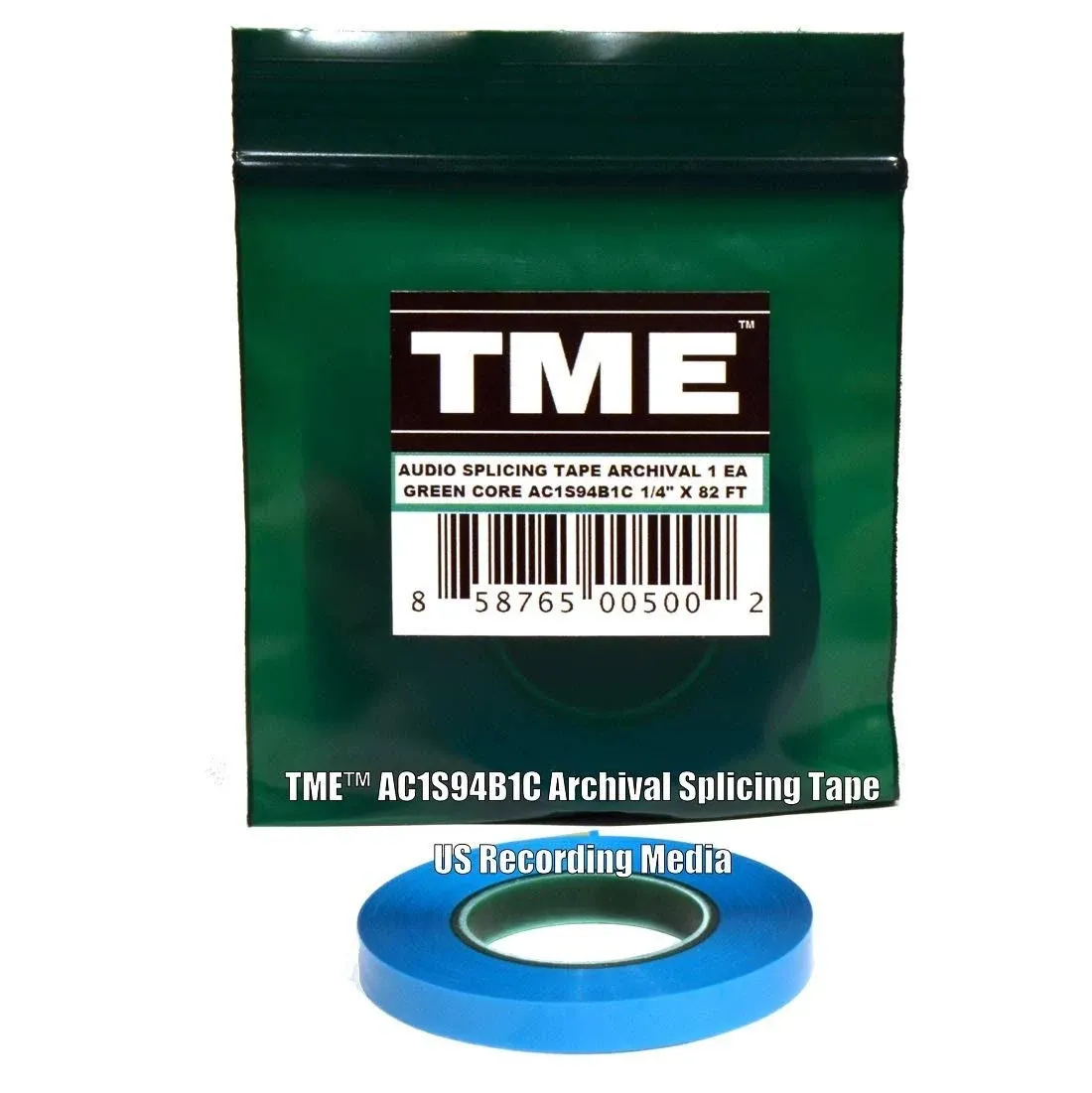 Tme Open Reel Audio Splicing Tape Blue Color 1/4" x 82' Green Core Archival for 1/4" Open Reel Recording Tape AC1S94B1C