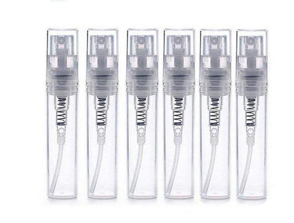 12PCS 2ml Mini Clear Glass Refillable Perfume Sample Tube Fine Mist Spray Bot...