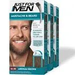 Just for Men Mustache & Beard, Beard Coloring for Gray Hair with Brush Included, Medium Brown, M-35, 3 Pack