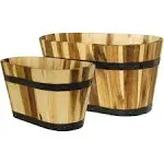 Classic Home & Garden 160015 Half Barrel Planter, Acacia