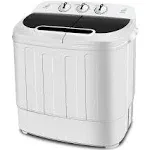 SUPER DEAL Compact Mini Twin Tub Washing Machine 13lbs Capacity Portable Washer Wash and Spin Cycle Combo, Built-in Gravity Drain for Camping, Apartments, Dorms, College, RV’s and Small Spaces