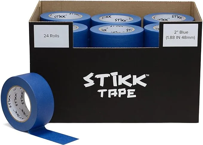 Case Of 24 Rolls 2&#034; x 60 yards (48mm x 55m) Painters Masking Tape Green STIKK