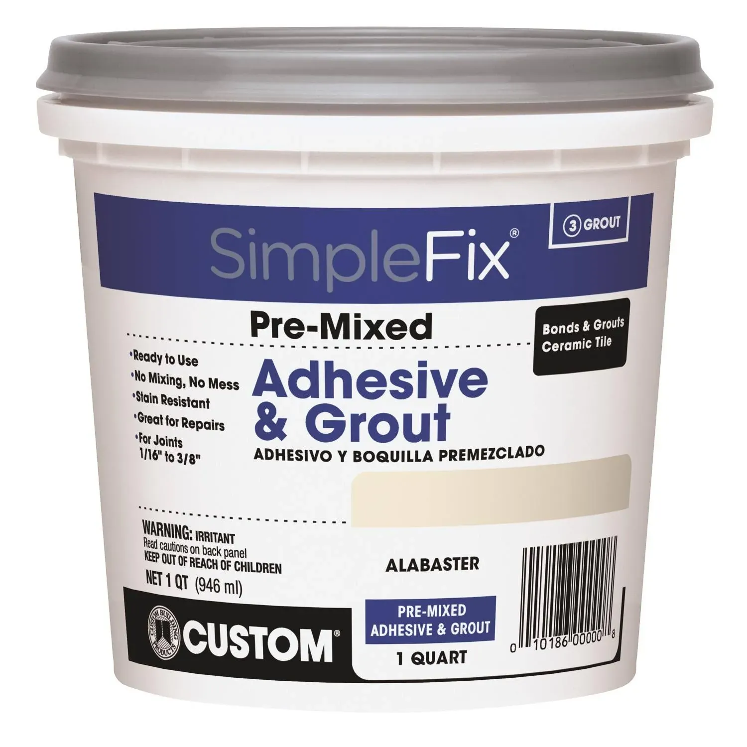 Bright White Pre-Mixed Adhesive & Grout, Qt.