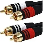 Monoprice Premium Two-Channel Audio Cable - 3 Feet - Black | 2 RCA Plug to 2 RCA Plug 22AWG, Male to Male