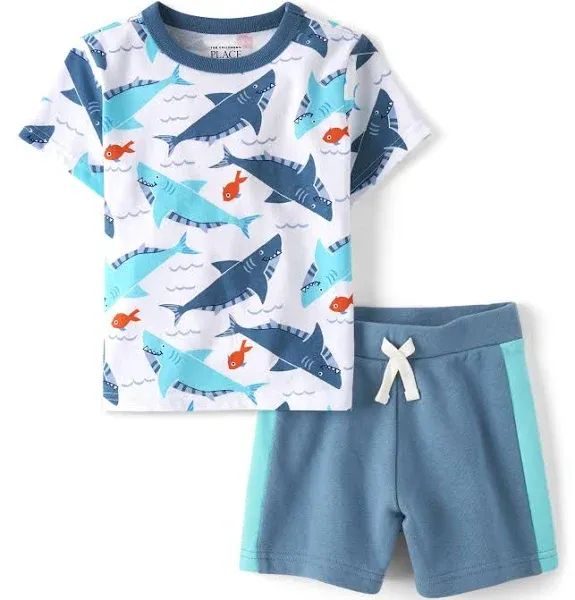 The Children's Place Baby Boy's and Toddler Sleeve Shirt and Shorts 2 Piece