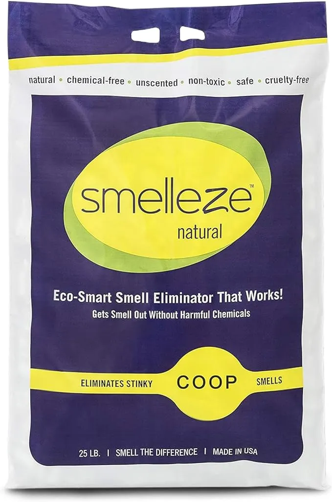 Smelleze Natural Chicken Coop Smell Deodorizing Granules: 25 lb. Bag Sprinkle in Chicken Coop, Run & Yard