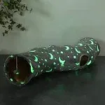 LUCKITTY Cat Tunnel Tube with Plush Ball Toys Collapsible Self-Luminous Photoluminescence, for Small Pets Bunny Rabbits, Kittens, Ferrets,Puppy and Do