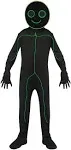 Kids Light-Up Wire Green Stick Figure Halloween Costume Size L (12-14)