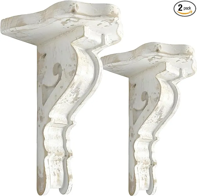 Set of 2 Corbels for Shelves Wood Corbels Decorative Shelf Brackets Wooden Vinta