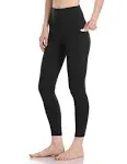 Colorfulkoala Women's High Waisted Yoga Pants 7/8 Length Leggings with Pockets Black / M