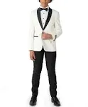 OppoSuits Big Boys 3-Piece Pearly Solid Tuxedo Set - White - Size 16