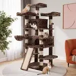 SHA CERLIN 68 Inches Multi-Level Large Cat Tree for Large Cats/Big Cat Tower with Cat Condo/Cozy Plush Cat Perches/Sisal Scratching Posts and