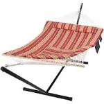 suncreat Hammocks Portable Hammock with Stand Hammock with Stand 2 Person Heavy Duty for Bedroom Backyard Patio Balcony Red Stripe