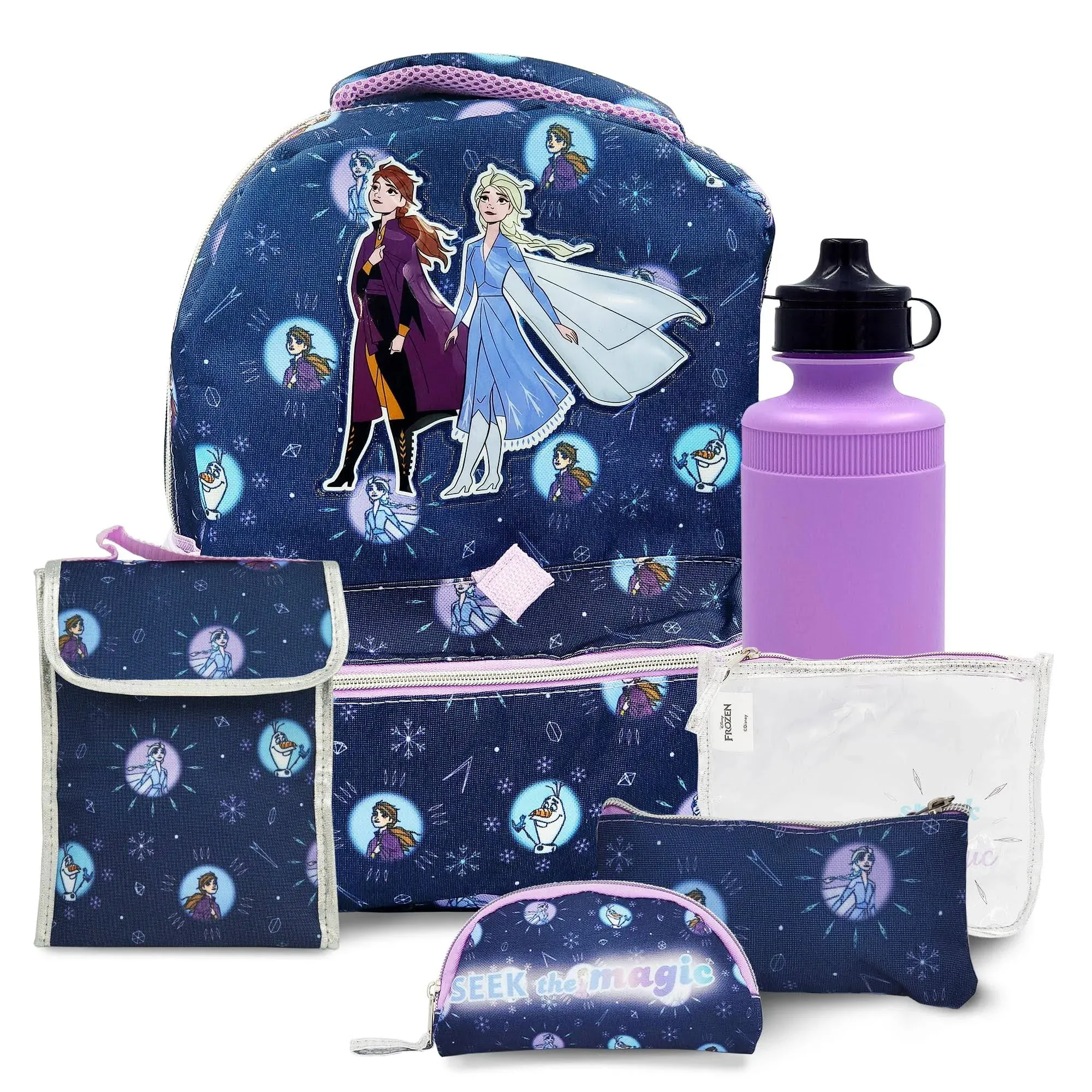 Frozen Kids Backpacking Backpack With Lunch Bag 16&#034; School Bag Girls-6Pcs New