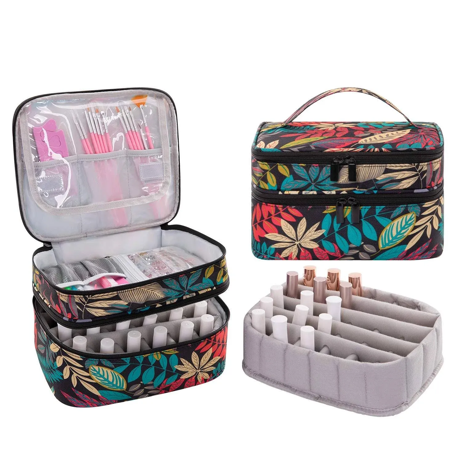 AFUOWER Nail Polish Organizer Bag with Handles Travel Case Portable Storage Bag ...