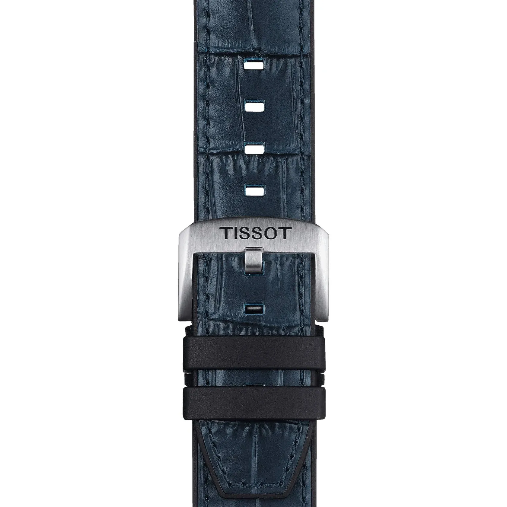 Tissot 22mm Croc Embossed Leather Watch Strap in Blue