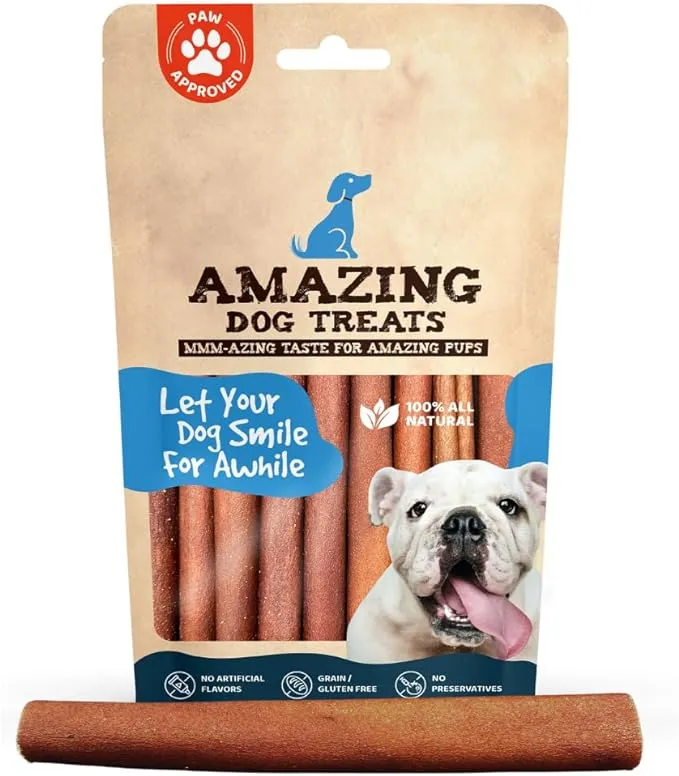 Amazing Dog Treats 6 inch Collagen Stick - 15 Count - Collagen Bully Sticks for Dogs - 95 Natural Collagen Sticks for Dogs - No Hide Bones for Dogs