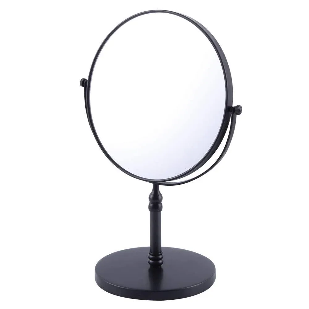 8-inch Large Double Sided Swivel Vanity Mirror with 3 x Magnification, Oval Shaped Two-Sided Makeup Mirror, Bathroom Tabletop Mirror 1x/3x Magnification Black D500111B