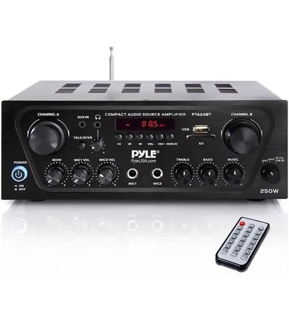 Pyle PTA24BT Compact Bluetooth Audio Stereo Receiver with FM Radio