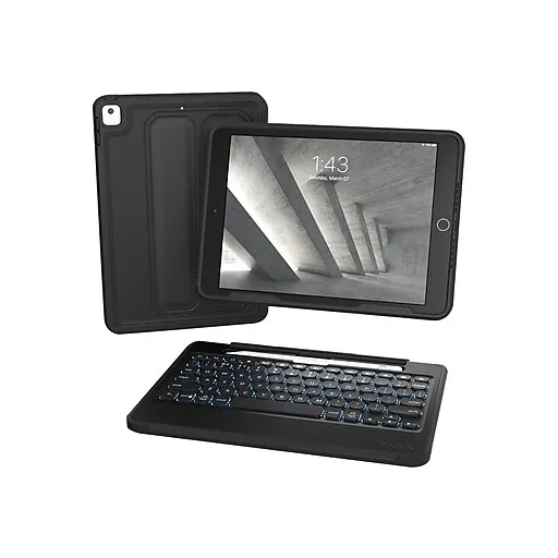 ZAGG Rugged Book iPad Case with Detachable Magnetic-Hinged Keyboard for iPad Air 3, iPad Pro 10.5", and 10.2" (9th Gen), Multi-Device Bluetooth, Apple Pencil Holder, Long-Lasting Battery,Black