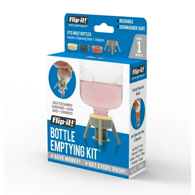 Flip-It! Universal Bottle Emptying Kit (Case of 6 One Bottle Gift Packs, Bright Color Edition)