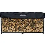 Woodhaven Black Firewood Rack - Black Cover - 8'