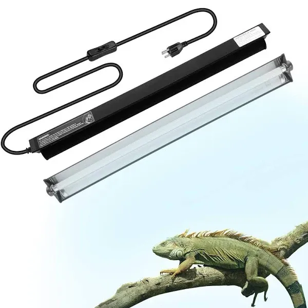 MECESOR 24W T5 HO UVB Lighting Fixture Combo Kit Reptile Habitat Light Terrarium Hood with Desert UVB T5 Lamp