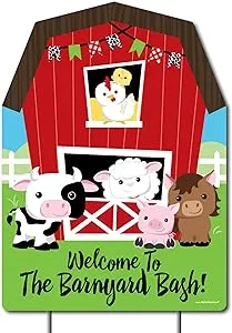 Farm Animals Welcome Sign - Birthday Party or Baby Shower Outdoor Lawn Decorations - Barnyard Party Decorations